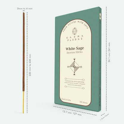 KarmaPledge White Sage Incense Sticks, Burn Time 45-60 Min, 100 Sticks - color: White Sage