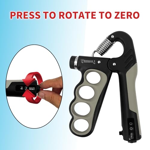 Senston Grip Strength Trainer 2 Pack - Adjustable 11-220Lbs (5-100KG) with Auto Counter, Hand Grip Strengthener, Forearm Exerciser for Athletes, Musicians, Gym, Home, Injury Rehab - color: Grey