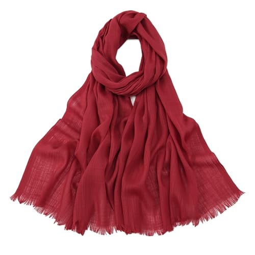 Women's Summer Scarf Lightweight And Soft Bamboo Cotton Headscarf - color: Maroon