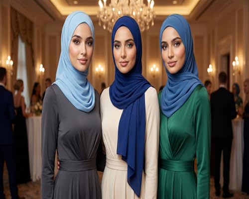 NOOR Chiffon Hijab Set for Women - Pack of 5 Lightweight Non-Slip Scarves, Premium Breathable Fabric, Gift-Ready Packaging - color: Mix Colors 11