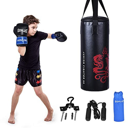 Goplus Punching Bag Set with Gloves, 22LBS/ 40LBS Filled Kick Boxing Bag, Rucksack, Jump Rope, Firm Hook, Heavy Bag for Adults MMA Training, Muay Thai, Krav MAGA, Taekwondo, Karate - style: 22 LBS