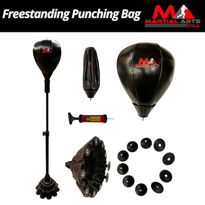 Boxing Bag with Stand, Standing Punching Bag, Adjustable Height Freestanding Speed Ball for MMA, Kickboxing, Muay Thai & Martial Arts for Training Reflexes, Timing and Fitness from Home/Gym