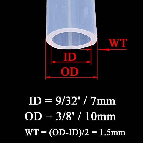 Silicone Tubing 9/32'(7mm) ID x 3/8'(10mm) OD 10ft(3m) Length Silicone Rubber Tube Air Hose for Gas Liquid Pump Transfer Clear - size: 3/8' x 9/32' x 10ft