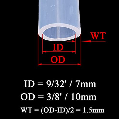 Silicone Tubing 9/32'(7mm) ID x 3/8'(10mm) OD 10ft(3m) Length Silicone Rubber Tube Air Hose for Gas Liquid Pump Transfer Clear - size: 3/8' x 9/32' x 10ft