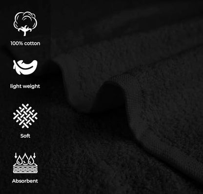 Avalon Towels Salon Towel - Black Hand Towels Bulk Pack of 24 - 100% Cotton Absorbent Spa, Facial & Gym Towel for Working Out - 16x27 Inches (Not Bleach Proof) - color: Black