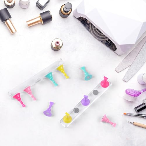 JUSTOTRY 2 Sets Nail Painting Stand With Reusable Adhesive Putty Acrylic Nail Holder For Press On Nails Display Tools Kit Accessories Home DIY Salon - color: 2 Colorful With 30pcs Clay