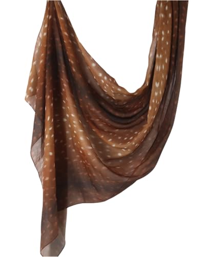 ZGMYC Watercolour Floral Printed Hijab Scarf for Women Soft Modal Cotton Instant Hijab Head Wraps Shawls Long Scarves - color: Brown Deer Print
