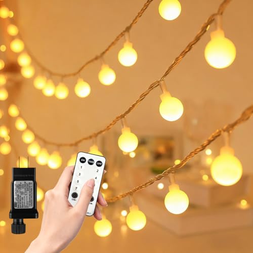 RaThun 65.6ft Globe String Lights with Remote for Indoor Bedroom Warm White - size: 65.6ft Warm White Plug In String Lights
