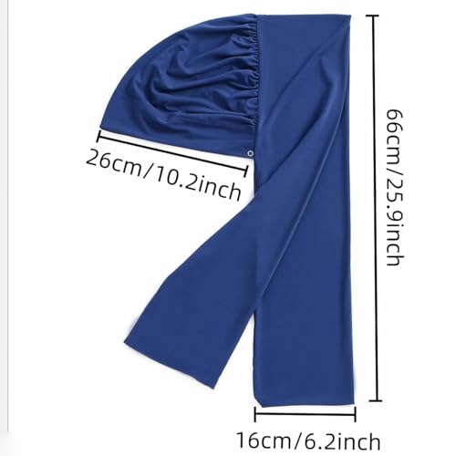 Yeieeo Muslim Inner Hijab With Button Cap for Women Turban Underscarf Undercap Bonnet Islamic Jersey Tube Caps - color: Blue