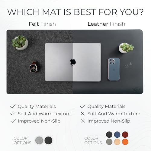Nordik Felt Desk Mat - Large Felt Desk Pad - Charcoal (35 x 17 inches) | Premium Desk Matt for Desktop, Full Desk Keyboard Mouse Pad, High Quality Felt and Non-Slip Rubber Liner for Home and Office - color: Charcoal