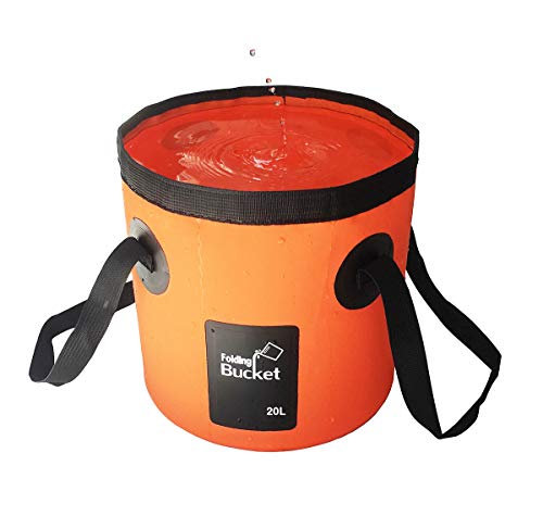 Sunglow Collapsible 5 Gallon Multifunctional Portable Fishing Bucket - Wash Basin Folding Bucket - Water Container for Fishing, Camping, Gardening (20L/5 Gallon (Orange)) - color: 20l/5gallon(orange)