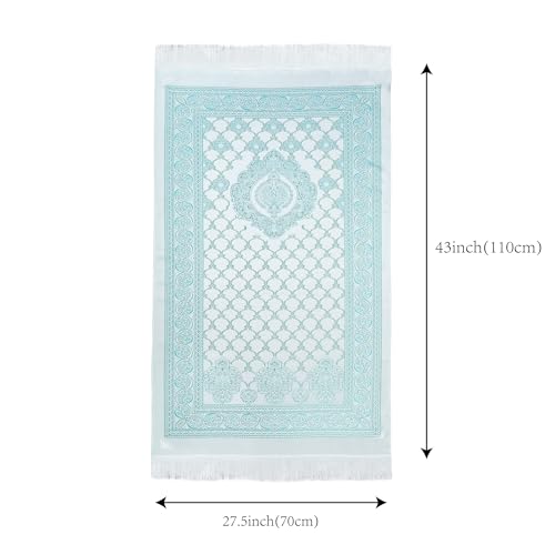 Prayer Rug Muslim Prayer Mat - Soft Thin Prayer Carpet Mats Islam for Kids Men Women, Islamic Eid Ramadan Gifts (Green) - color: Green