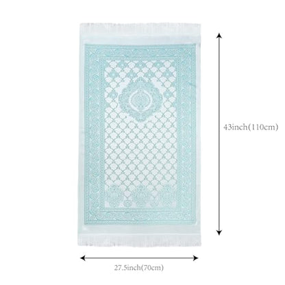 Prayer Rug Muslim Prayer Mat - Soft Thin Prayer Carpet Mats Islam for Kids Men Women, Islamic Eid Ramadan Gifts (Green) - color: Green