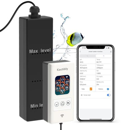 Kactoily Smart Aquarium Monitor All in One pH/ORP/Salt/S.G/TDS/EC/Temp 24h Online Freshwater and Saltwater Fish Tank Tester (WiFi Version)