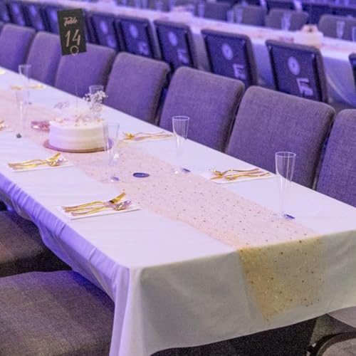 OSVINO Starry Moon Table Runner, Sequin Glitter Mesh for Wedding Party - color: Gold