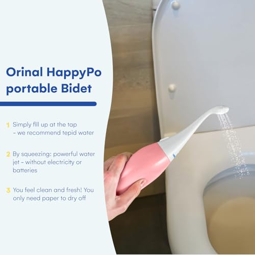 오리지널 HAPPYPO 휴대용 비데 l Easy-Bidet 2.0 교체용 물티슈와 샤워 화장실 l 휴대용 비데 스프레이 및 버트 샤워기 여행용 - 페리 보틀 산후 - 로즈 - color: 장미., size: 1개(1팩)