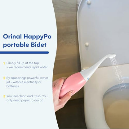 오리지널 HAPPYPO 휴대용 비데 l Easy-Bidet 2.0 교체용 물티슈와 샤워 화장실 l 휴대용 비데 스프레이 및 버트 샤워기 여행용 - 페리 보틀 산후 - 로즈 - color: 장미., size: 1개(1팩)