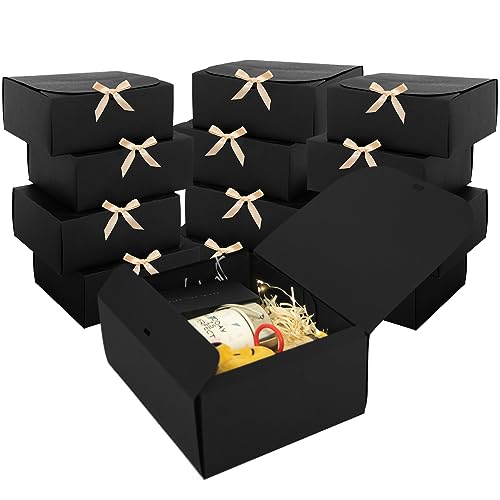 12 PCS Black Gift Boxes with Lids，9.8x7.8x3.9, Bridesmaid Proposal Box with Ribbon, Gift Boxes for Wedding, Christmas, Valentine's Day,Birthday,Baby Shower and the other Parties - color: Black, size: 1 Count (Pack of 12)