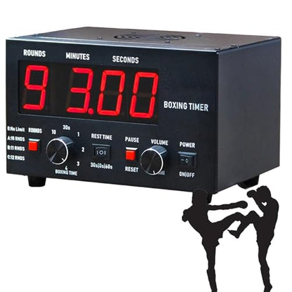 Classic Boxing Interval Timer, Professional Gymnastics Timer with LED Display, 1-12 Challenge Rounds and Adjustable Buzzer, Interval Timer for Workout, Gym Timer, Boxing Equipment Red - color: Red