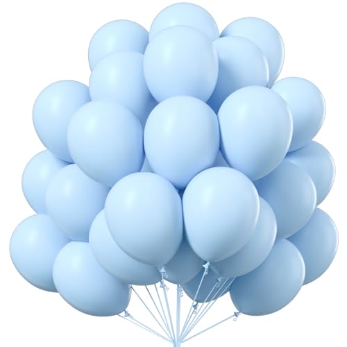 PartyWoo Baby Blue Balloons 101pcs Light Pastel Sky Aqua Blue Color 12 Inch - color: Blue-q13