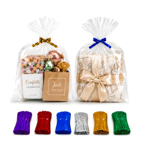 8x10 Cellophane Gift Bags with Ties 200 Clear Large Treat Bags - size: 8'' x 10''