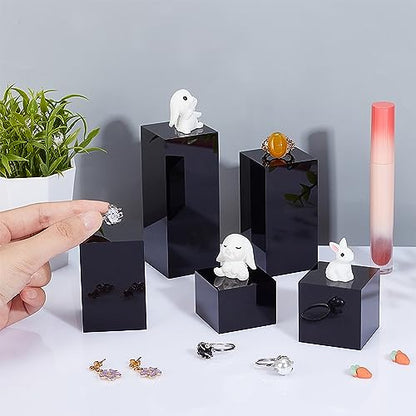 BENECREAT 5Pcs Black Acrylic Cube Display Block 1.2/1.6/2.4/3.2/4 Inch Solid Display Pedestal Stand for Gem Display Jewelry Display Displaying Pop Figures Cosmetic Showing - color: Black Square