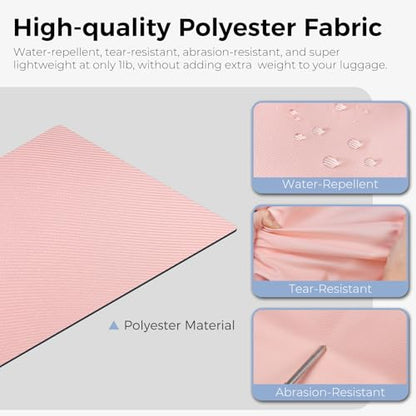 Fmeida 65L Duffle Bag with Shoes Compartment, Foldable Travel Duffel Bags for Men Women, Large Packable Travel Bag Water Repellent & Tear Resistant (Light Pink) - color: Glossy Light Pink