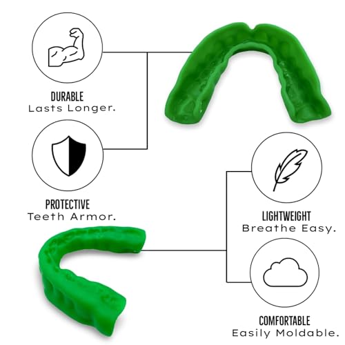 Zero-G Sports Mouthguard Green 1-Pack - Adult Size - Boil & Bite - Basketball, Football, Soccer, Baseball, Hockey, Lacrosse - color: Green