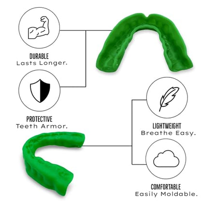 Zero-G Sports Mouthguard Green 1-Pack - Adult Size - Boil & Bite - Basketball, Football, Soccer, Baseball, Hockey, Lacrosse - color: Green