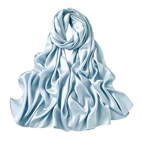 Lina & Lily Luxury Satin Hijab Head Scarf Shawl Wrap for Muslim Women Extra Long - color: Baby Blue
