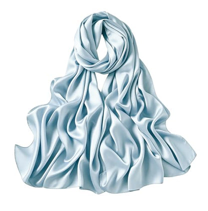 Lina & Lily Luxury Satin Hijab Head Scarf Shawl Wrap for Muslim Women Extra Long - color: Baby Blue