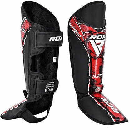 RDX Shin Instep, Kickboxing Muay Thai, Leg Instep Pads, MMA Martial Arts Kicking Sparring Training Gear, BJJ Karate Boxing Taekwondo - size: X-Large