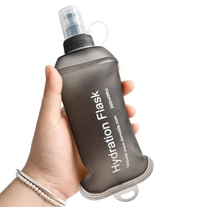 GUYI GYGYL Soft Flask, TPU Collapsible Soft Water Bottle for Hydration Pack, Running Vest, Leak-Proof Folding Water Bottle for Hiking Cycling Climbing Jogging-250ml Grey - color: 250ml Grey