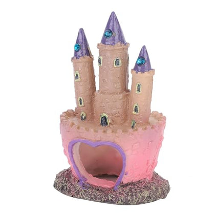 Fish Tank Decorations Small, Mermaid Fish Tank Decorations, Fish Castle for Aquarium, Pink Aquarium Resin Castle Decoration for Aquarium Fish Reptiles Tank