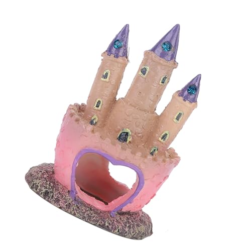Fish Tank Decorations Small, Mermaid Fish Tank Decorations, Fish Castle for Aquarium, Pink Aquarium Resin Castle Decoration for Aquarium Fish Reptiles Tank