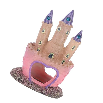 Fish Tank Decorations Small, Mermaid Fish Tank Decorations, Fish Castle for Aquarium, Pink Aquarium Resin Castle Decoration for Aquarium Fish Reptiles Tank