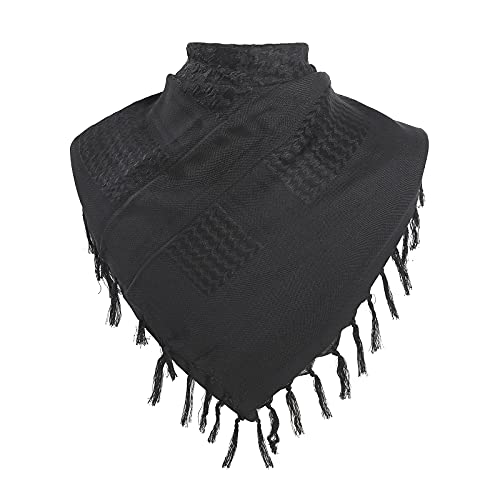 PURFUN Men's Large Arab Shemagh Headscarf Muslim Headcover Shawl Keffiyeh Arabic Scarf - color: Black/Cotton