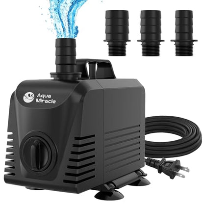 AquaMiracle Submersible Water Pump Aquarium Water Pump with Flow Control, Pond Pump Fountain Pump for Pond, Fountain, Waterfall, Statuary, Water feature, Hydroponics (800GPH, 55W) - size: 800GPH, 55W