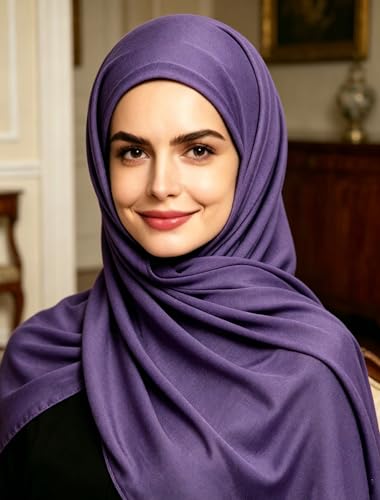 Lina & Lily Non-see-through Premium Jersey Maxi Hijab Head Scarf Wrap for Muslim Women - color: Dusty Purple