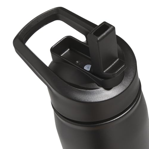 adidas Stainless Steel Metal Water Bottle 20 oz (600 mL) Straw Lid - color: Black/White