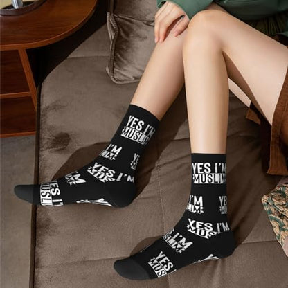 Muslim Islam Arabic Islamic Religious Allah God Be Socks, Unisex Adult Crew Socks, Cotton Cozy Casual Sock - color: 2 Black-2