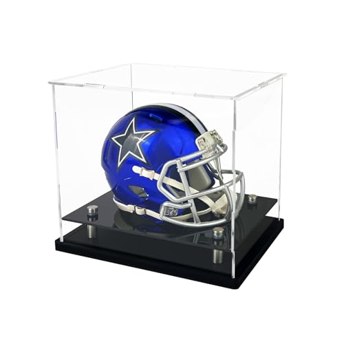 Mini Helmet Display Case,Self-Assembly Clear Acrylic Football Mini Helmet Display Box Protection Holder Dustproof Sports Collectibles Storage Showcase - size: 8x6x7 inch