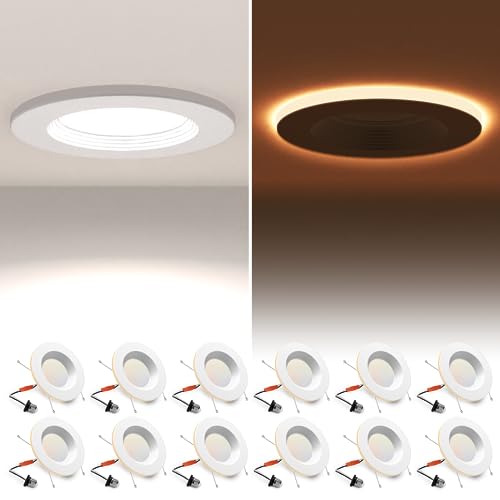 POWERASIA 12 Pack 4 Inch LED Metal Recessed Lighting with Night Light - color: 5CCT+NT-WH, size: 12PACK-4IN