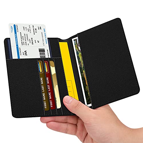 FINTIE Passport Holder, Slim Travel Wallet RFID Blocking Card Case Cover - color: Denim Black