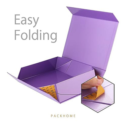 PACKHOME 6 Large Gift Boxes 13.5x10x3.5 Inches, Sturdy Shirt Boxes with Magnetic Lids for Multiple Occasions (Glossy Purple) - color: 13x9.7x3.4 Inch-Purple-Pack of 6