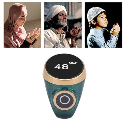 Smart Counter, Digital LCD Screen Rechargeable Electronic Tally for Muslim Islamic Prayer Work Sports, Finger Counter Touch Control - color: Green