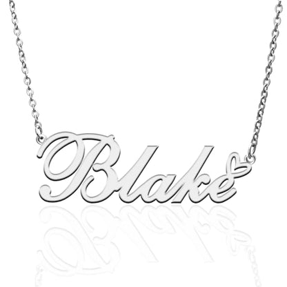 Custom Name Necklace Customized Personalized Plated Necklace for Mother Daughter Friendship Women Valentine's Day Christmas Birthday New Year Party - style: Blake Silver