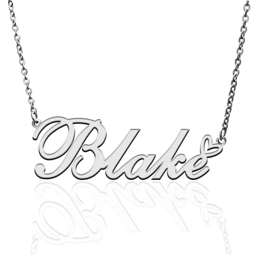 Custom Name Necklace Customized Personalized Plated Necklace for Mother Daughter Friendship Women Valentine's Day Christmas Birthday New Year Party - style: Blake Silver