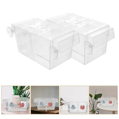 2pcs Fish Breeding Box with Double-Layer Floating Design Aquarium Nursery Incubator Hatchery Divider for Fry and Shrimp Cultivation
