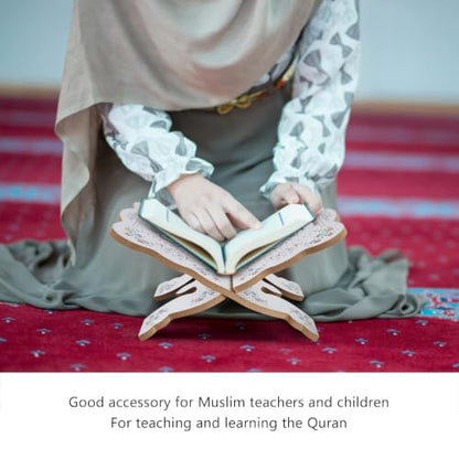 Quran Book Stand Holder Quran Book Bookshelf Quran Book Stand Holder Boxwood Bible Display Holders Rack for Muslim Teachers Children (JM01864)